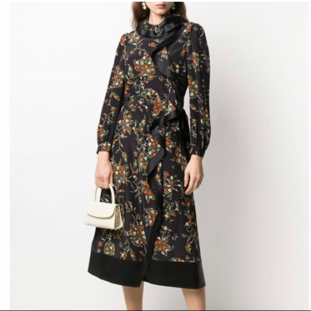 Tory Burch Silk Sacred Floral Ruffle Dress NWT